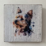 Water Colour Paint Effect Plaque - Dog Breeds - Yorkshire Terrier