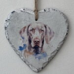 Water Colour Paint Effect Slate Heart - Dog Breeds - Weimaraner