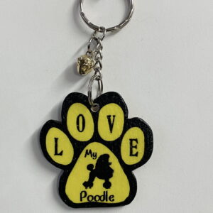 Wooden Pawprint Keyrings - Dogs & Cats - Poodle 1