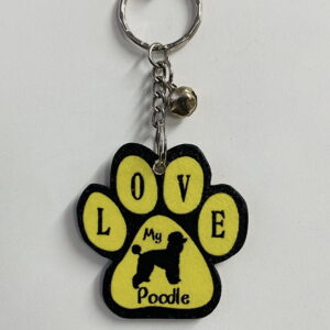 Wooden Pawprint Keyrings - Dogs & Cats - Poodle 2