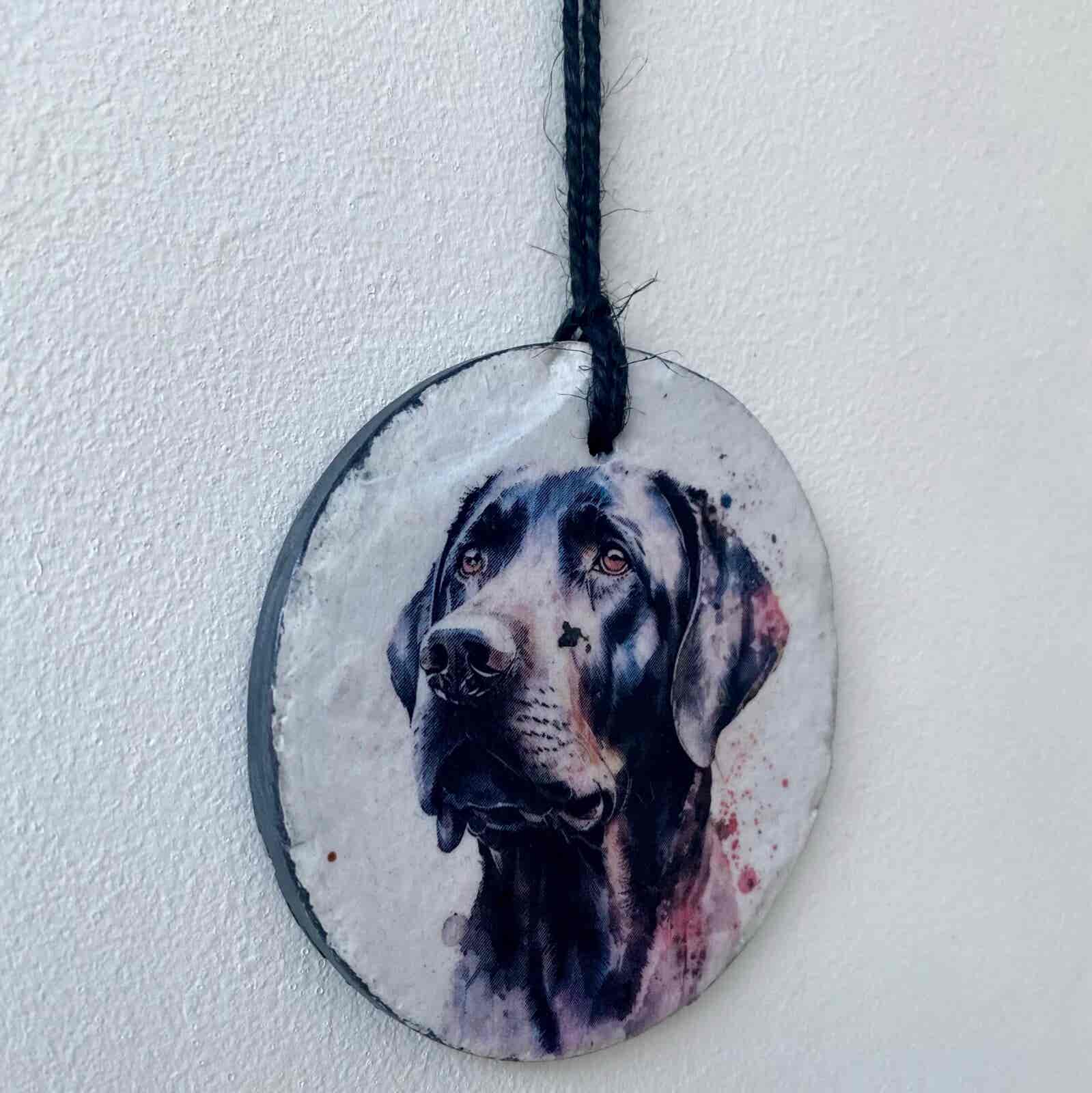 Water Colour Paint Effect Slate Circle - Dog Breeds - Black Labrador - Image 3