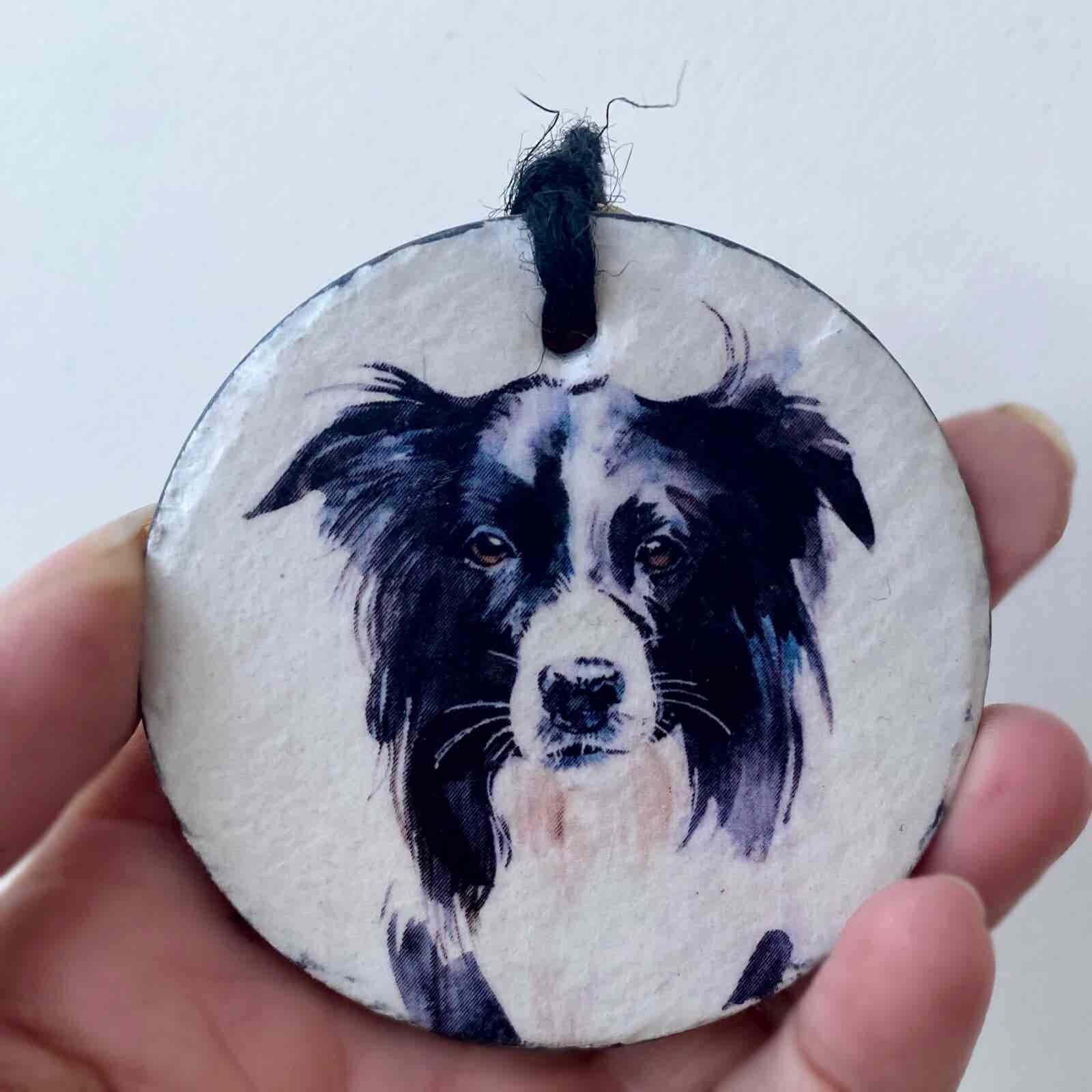 Water Colour Paint Effect Slate Circle - Dog Breeds - Border Collie - Image 5