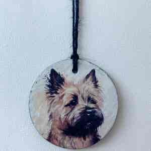 Water Colour Paint Effect Slate Circle - Dog Breeds - Cairn Terrier