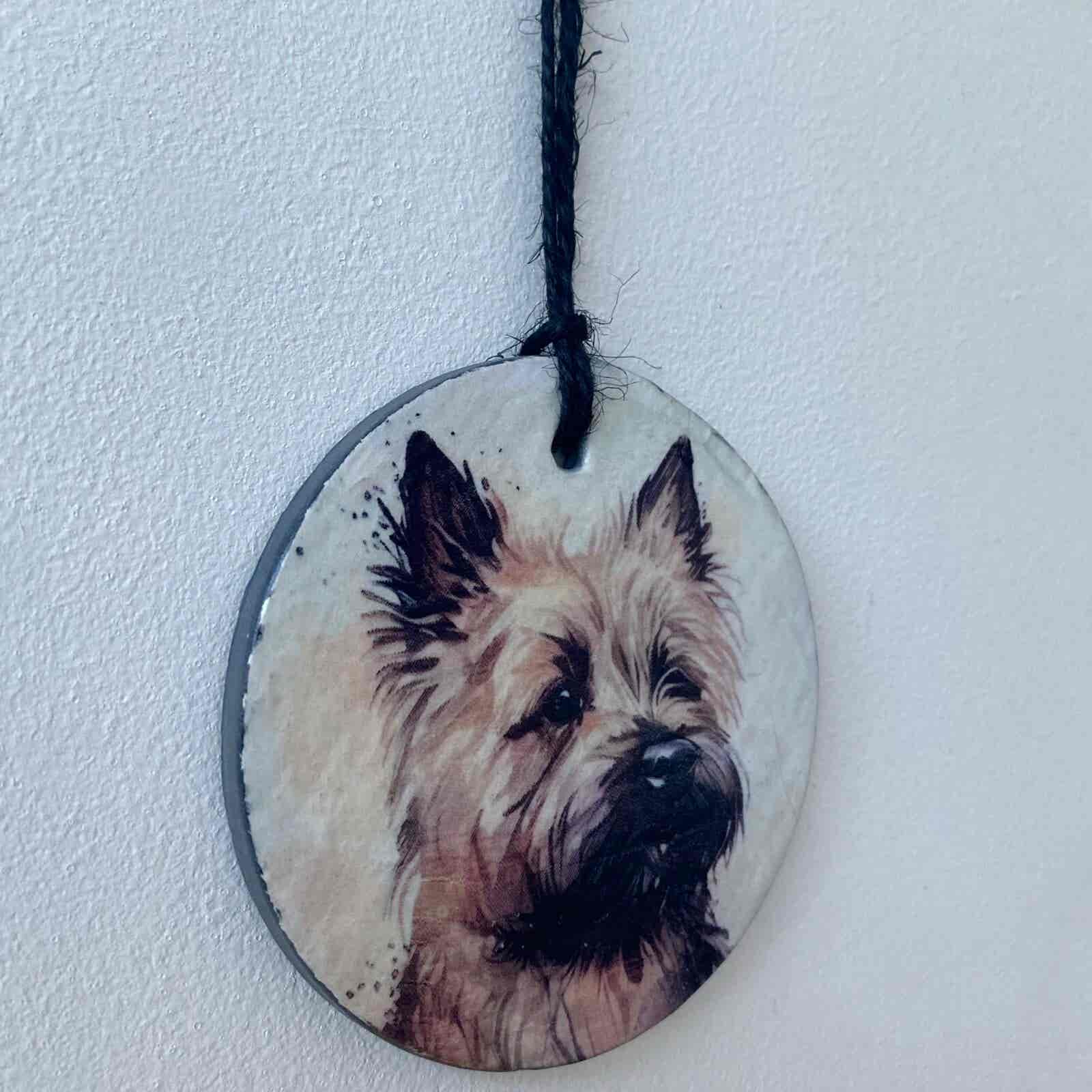 Water Colour Paint Effect Slate Circle - Dog Breeds - Cairn Terrier - Image 3