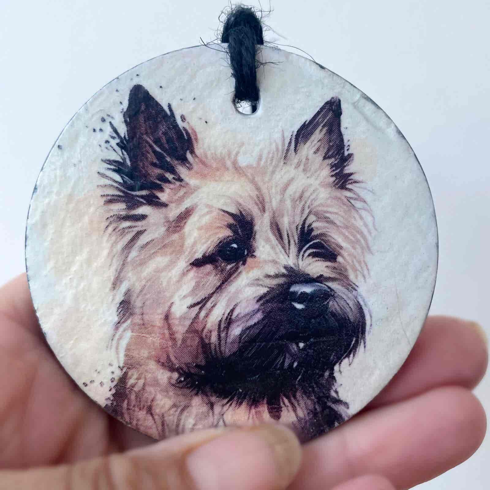 Water Colour Paint Effect Slate Circle - Dog Breeds - Cairn Terrier - Image 2