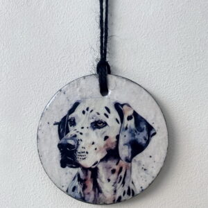 Water Colour Paint Effect Slate Circle - Dog Breeds - Dalmatian