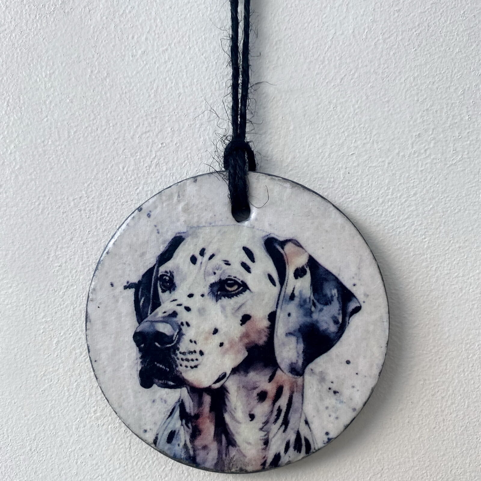 Water Colour Paint Effect Slate Circle - Dog Breeds - Dalmatian