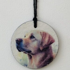 Water Colour Paint Effect Slate Circle - Dog Breeds - Golden Labrador