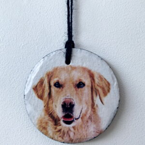 Water Colour Paint Effect Slate Circle - Dog Breeds - Golden Retriever