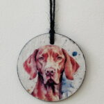 Water Colour Paint Effect Slate Circle - Dog Breeds - Hungarian Vizsla