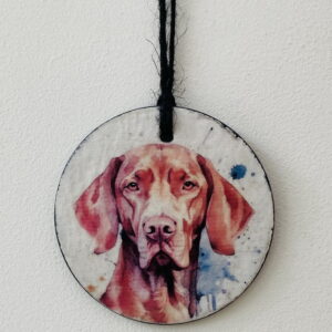 Water Colour Paint Effect Slate Circle - Dog Breeds - Hungarian Vizsla