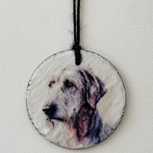 Water Colour Paint Effect Slate Circle - Dog Breeds - Irish Wolfhound