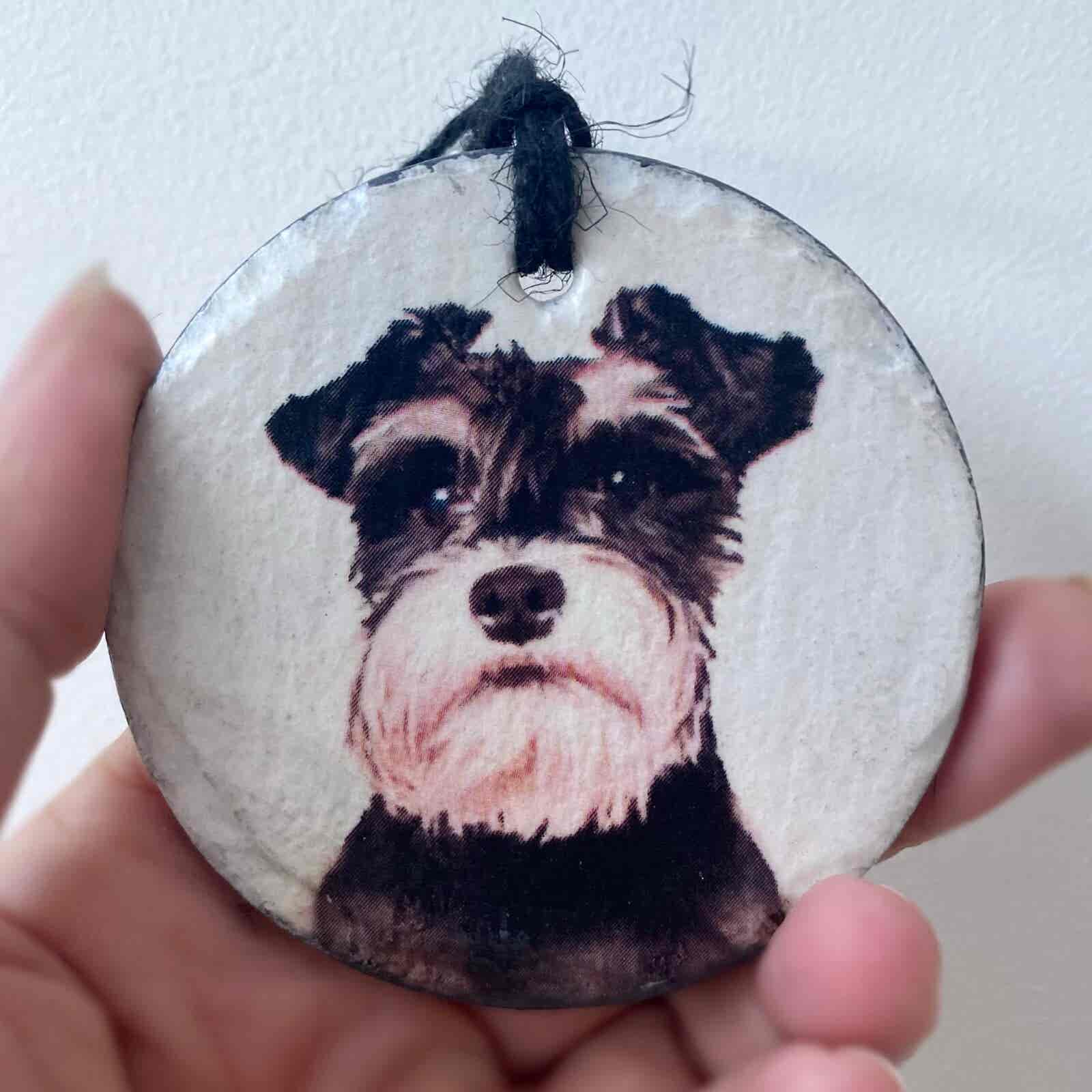 Water Colour Paint Effect Slate Circle - Dog Breeds - Schnauzer 2 - Image 2