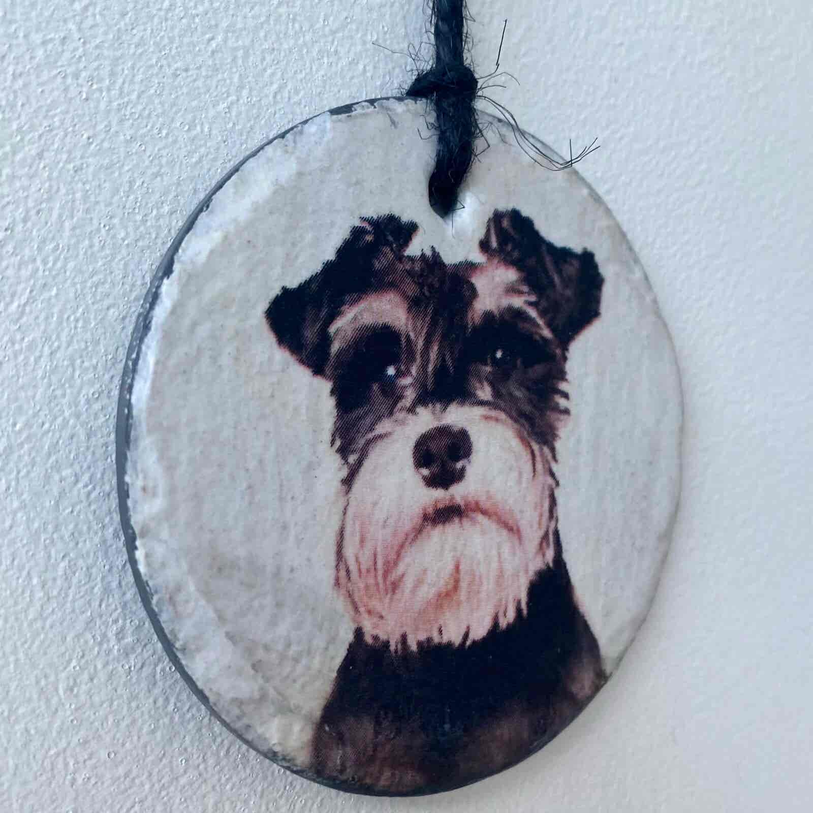 Water Colour Paint Effect Slate Circle - Dog Breeds - Schnauzer 2 - Image 3