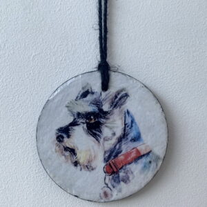 Water Colour Paint Effect Slate Circle - Dog Breeds - Schnauzer 1