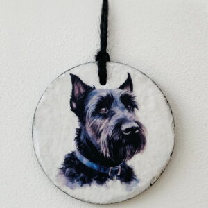 Water Colour Paint Effect Slate Circle - Dog Breeds - Scottish Terrier