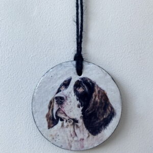 Water Colour Paint Effect Slate Circle - Dog Breeds - Springer Spaniel