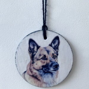 Water Colour Paint Effect Slate Circle - Dog Breeds - Swedish Vallhund