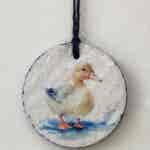 Water Colour Paint Effect Slate Circle - Ducks