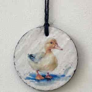 Water Colour Paint Effect Slate Circle - Ducks