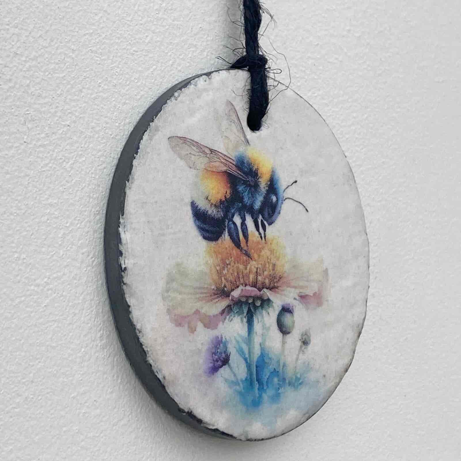 Water Colour Paint Effect Slate Circle - Bees - Image 6