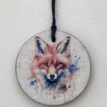 Water Colour Paint Effect Slate Circle - Fox