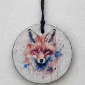 Water Colour Paint Effect Slate Circle - Fox