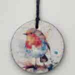 Water Colour Paint Effect Slate Circle - Robins