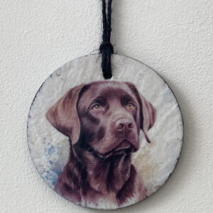 Water Colour Paint Effect Slate Circle - Dog Breeds - Chocolate Labrador