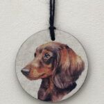 Water Colour Paint Effect Slate Circle - Dog Breeds - Dachshund (2)