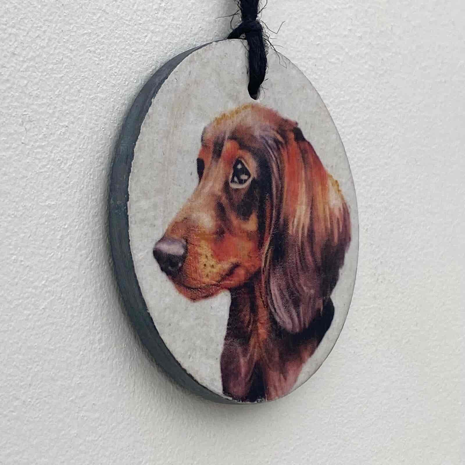 Water Colour Paint Effect Slate Circle - Dog Breeds - Dachshund (2) - Image 3
