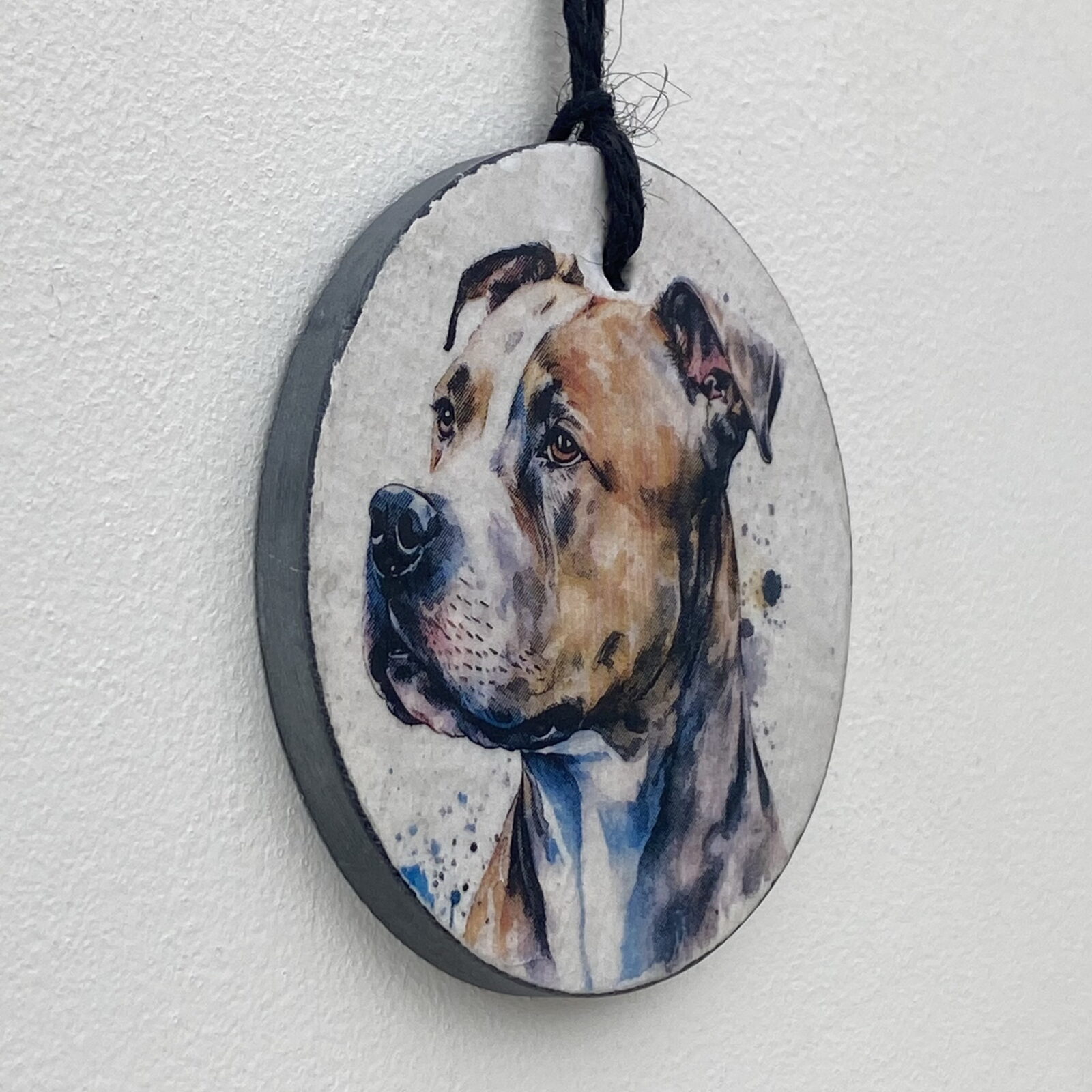 Water Colour Paint Effect Slate Circle - Dog Breeds - Staffordshire Bull Terrier - Image 2