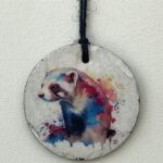 Water Colour Paint Effect Slate Circle - Ferret