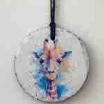 Water Colour Paint Effect Slate Circle - Giraffe