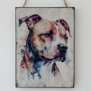 Water Colour Paint Effect Plaque - Dog Breeds - Staffordshire Bull Terrier