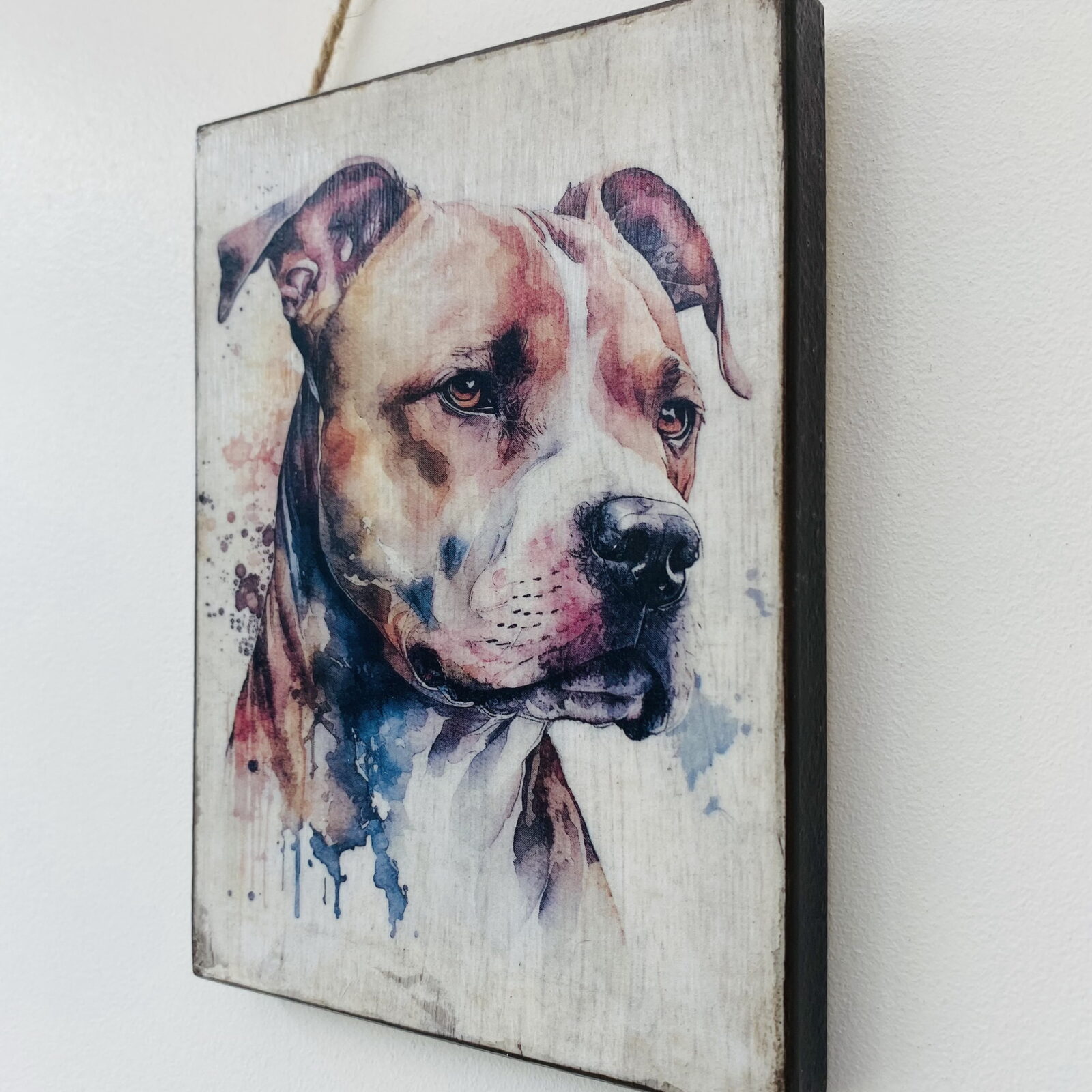Water Colour Paint Effect Plaque - Dog Breeds - Staffordshire Bull Terrier - Image 2