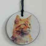 Water Colour Paint Effect Slate Circle - Cats - Ginger