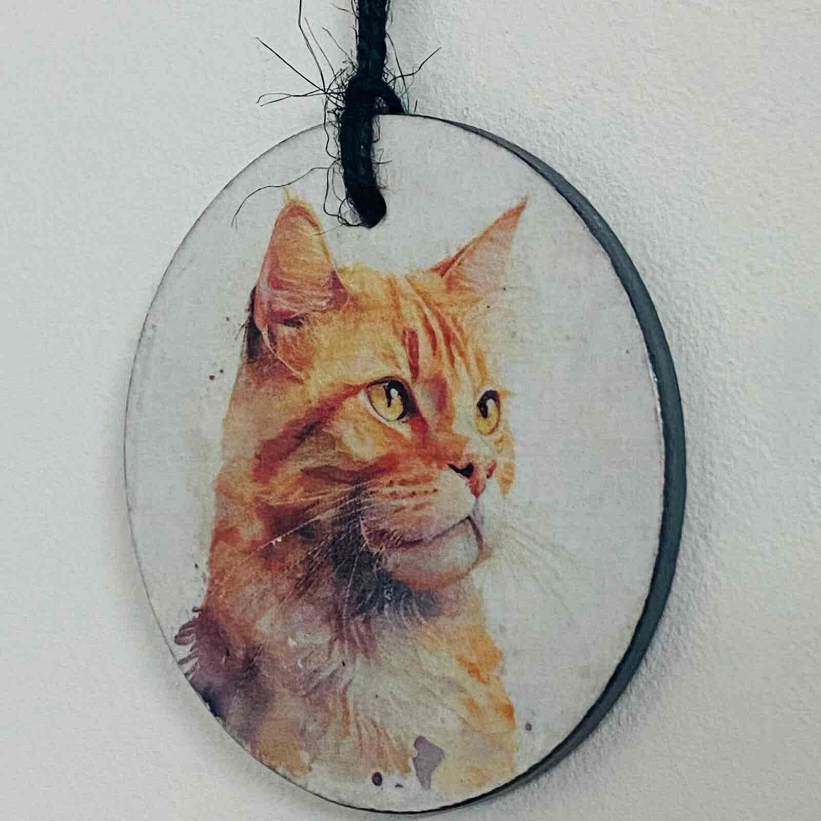 Water Colour Paint Effect Slate Circle - Cats - Ginger - Image 3