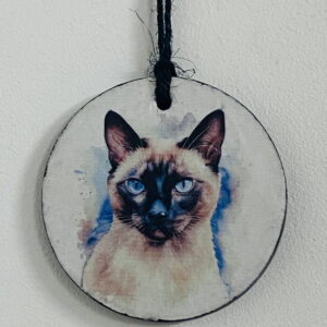 Water Colour Paint Effect Slate Circle - Cats - Siamese (2 Designs) - Siamese cat 2