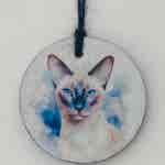 Water Colour Paint Effect Slate Circle - Cats - Siamese (2 Designs)