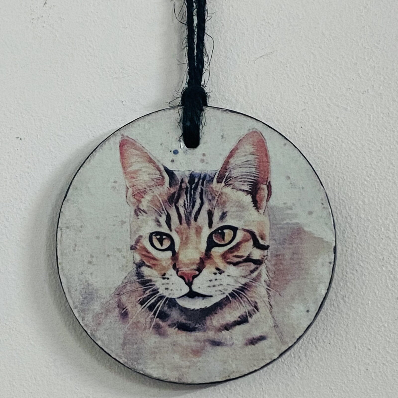 Water Colour Paint Effect Slate Circle - Cats - Tabby (3 Designs) - Image 7