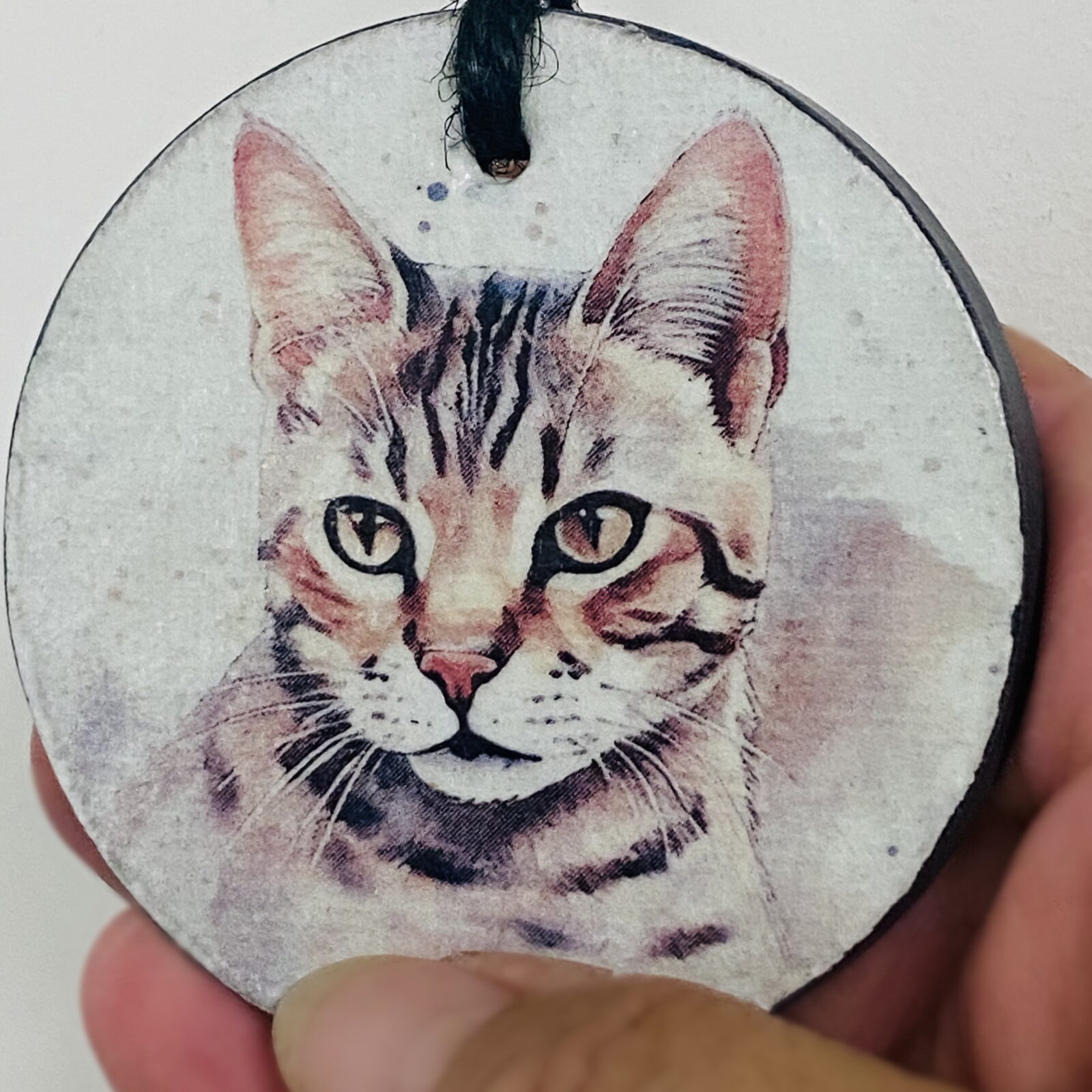 Water Colour Paint Effect Slate Circle - Cats - Tabby (3 Designs) - Image 8