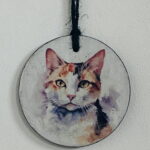 Water Colour Paint Effect Slate Circle - Cats - Tortoiseshell  (3 Designs)