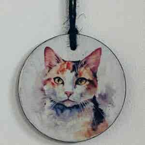 Water Colour Paint Effect Slate Circle - Cats - Tortoiseshell  (3 Designs)