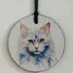 Water Colour Paint Effect Slate Circle - Cats - White