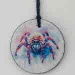 Water Colour Paint Effect Slate Circle - Tarantula Spider