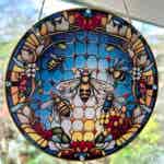 Faux Stain Glass Sun Catcher - Bee Design 2