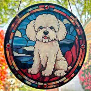 Faux Stain Glass Sun Catcher - Bichon Frise