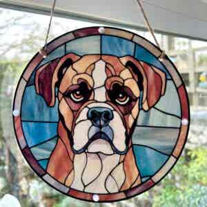 Faux Stain Glass Sun Catcher - Boxer