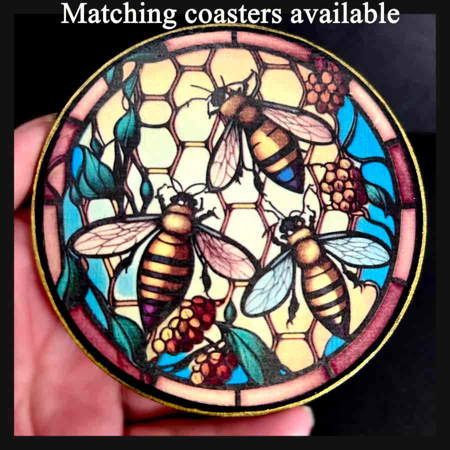 Faux Stain Glass Sun Catcher - Bee Design 1 - Image 3
